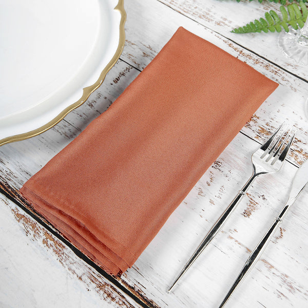 Serviette Polyester terracotta rost mieten | Verleih Hochzeit Event