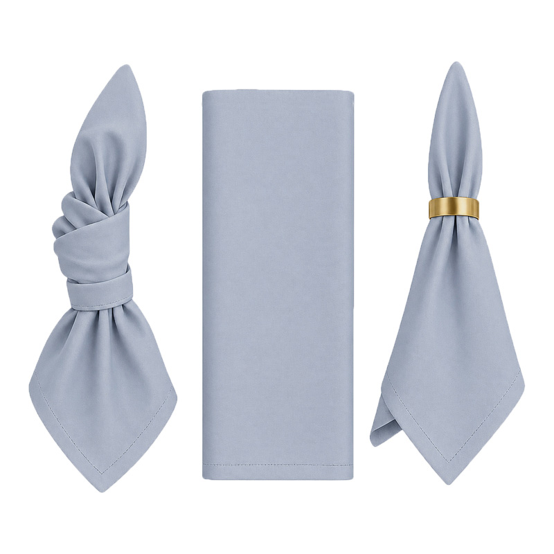 Stoffserviette aus Polyester 50x50cm in dustyblue staubblau | mieten für Hochzeit Event Catering