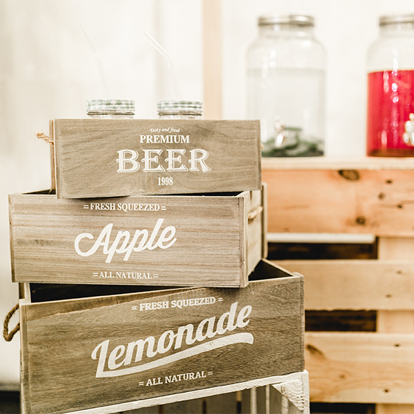 Kisten Trio Beer lemonade apple natur für Getränkebar und Candybar mieten_2