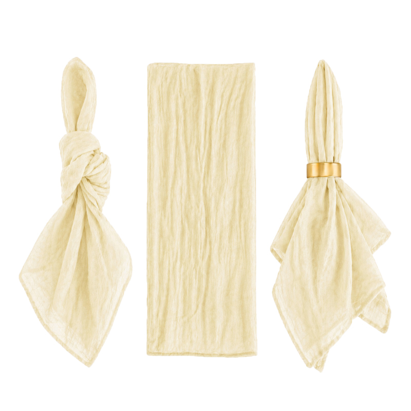 Stoffserviette aus Musselin 45x50cm in creme | mieten für Hochzeit Event Catering