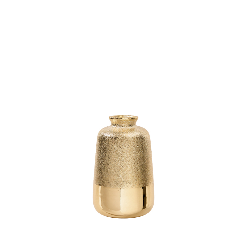 Keramik Vase Flaschenvase gold mieten Tischdekoration Hochzeit, Feier, Geburtstag