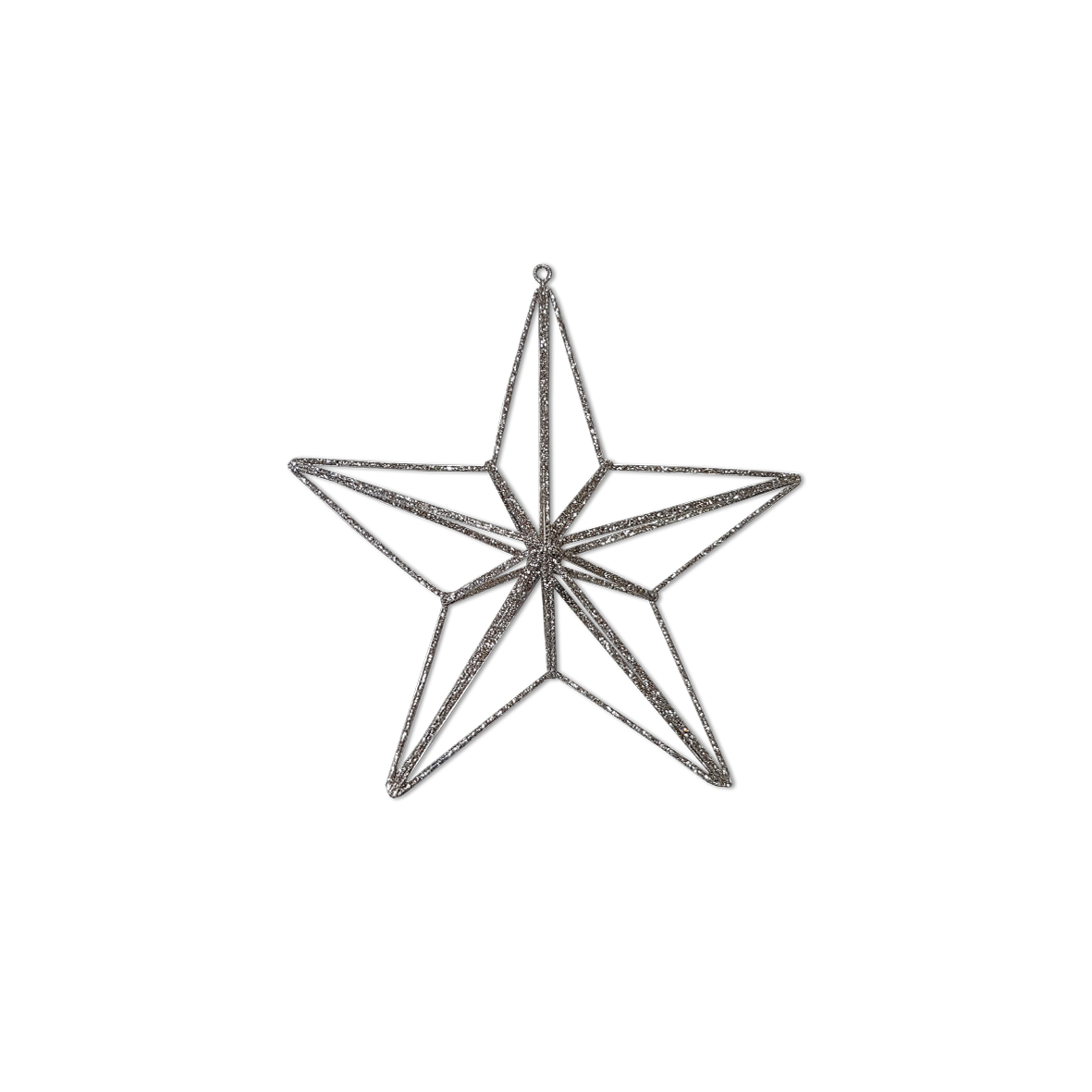 Stern Draht | 3D silber | 17cm | zum Hängen | Verleih Deko Weihnachtsfeier [mieten]