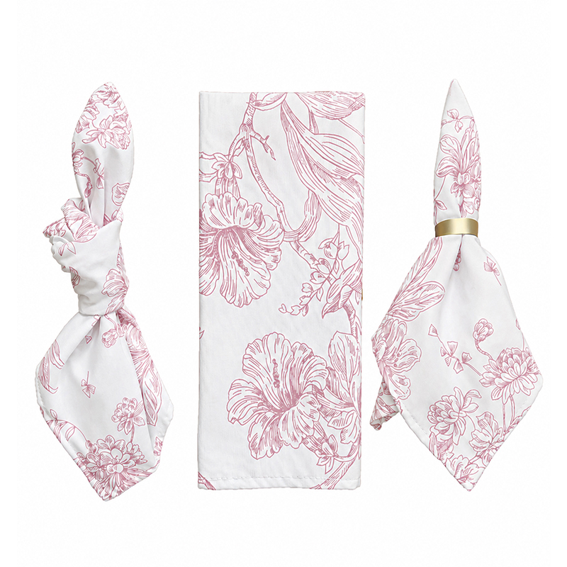 Serviette_Polyester_floral_rosa_Verleih_Hochzeit_Party_Event