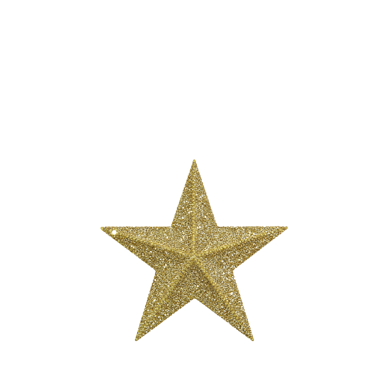 Stern gold 12cm zum Hängen | Verleih Weihnachstdeko, Weihnachtsbaum [mieten]