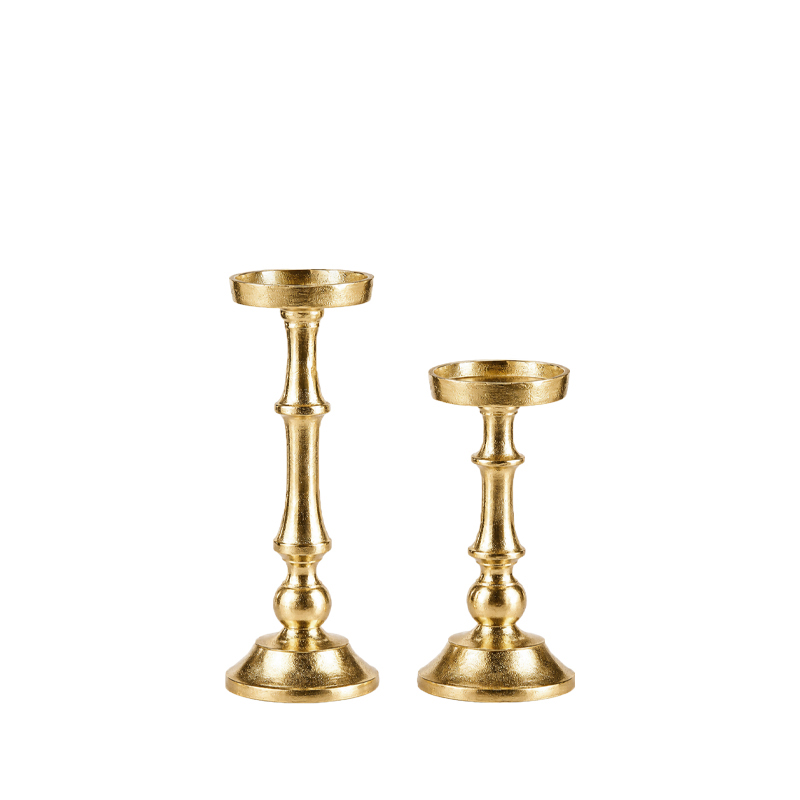 Kerzenständer | Kerzenleuchter 1-arm für Stumpenkerzen gold Hochzeit Feier mieten