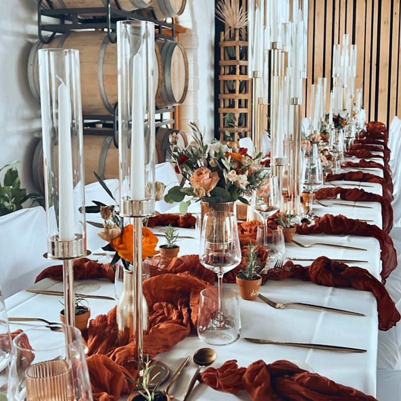 Kerzenständer | Kerzenleuchter | Kerzenhalter Line 1-arm mit Glaszylinder Glasaufsatz gold | mieten für Hochzeit, Geburtstag, Firmenfeier, Event_2