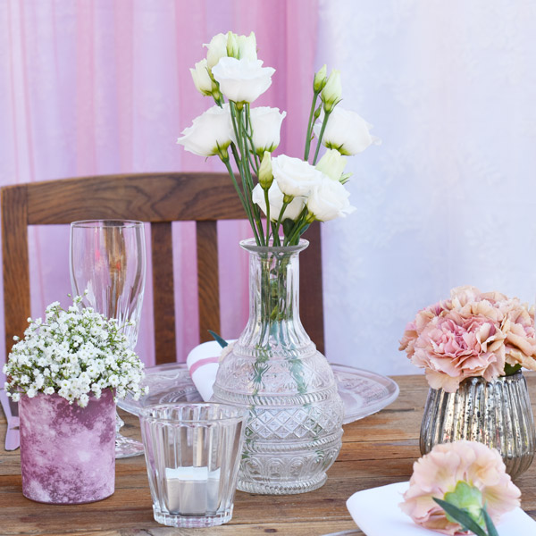 Vase/ Teelichthalter konisch Kristall Raute mieten Tischdeko Hochzeit_3