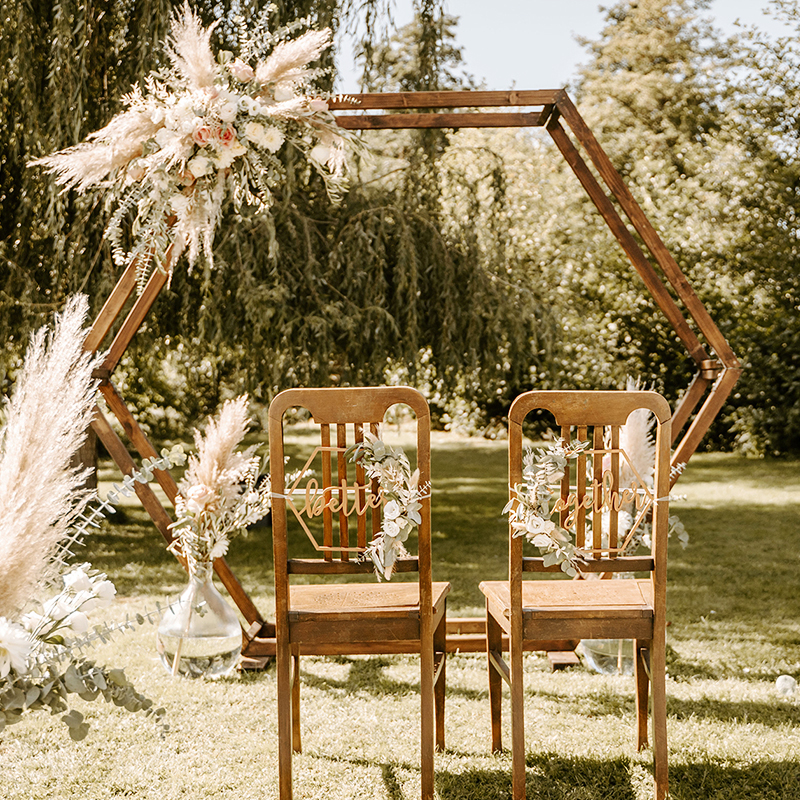 Traubogen Hexagon Holz braun Hochzeit Freie Trauung [mieten]