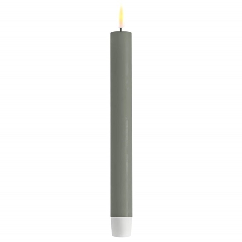 LED Stabkerze Spitzkerze Echtwachs dusty green salbeigrün Batterie mieten Hochzeit, Feier, Veranstaltung