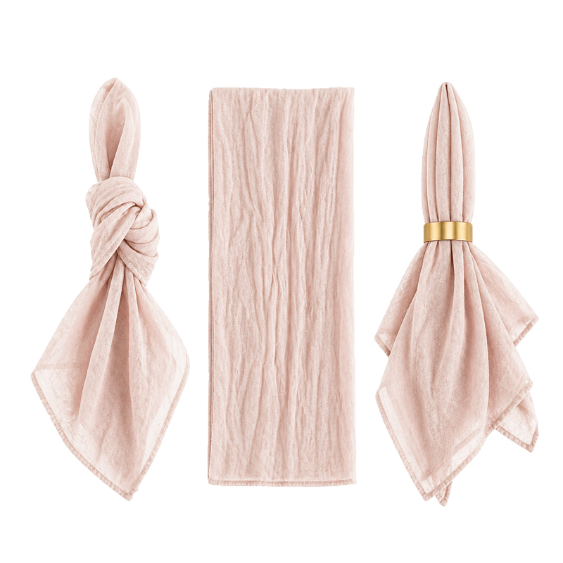 Stoffserviette aus Musselin 45x50cm in blushrose | mieten für Hochzeit Event Catering