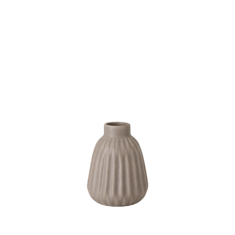Vase Rille Keramik taupe - Style 2 mieten für Hochzeit, Feier, Event