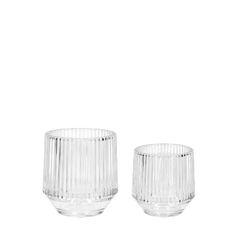 Teelichthalter | Vase Rille, Glas klar [mieten]