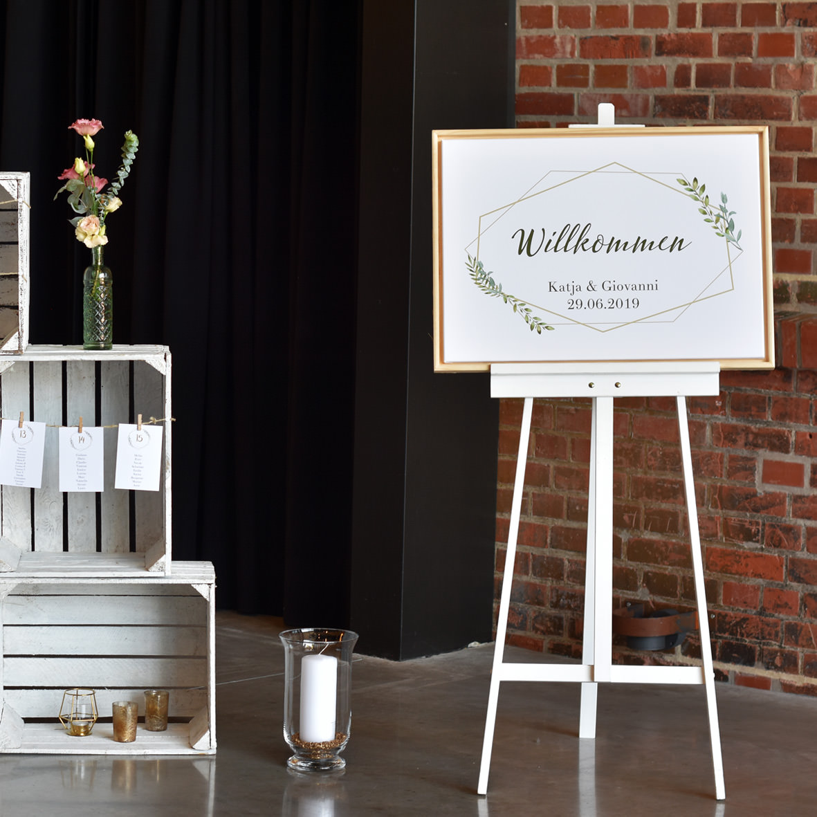 Staffelei groß Holz weiss mieten Verleih Hochzeit Event Feier_2