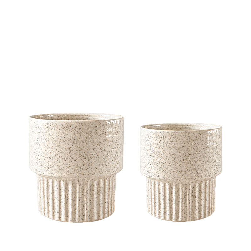 Vase Rille, Keramik ivory [mieten]
