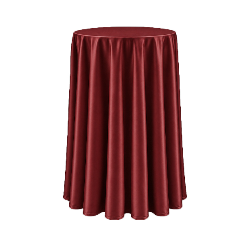 Tischdecke_Lamour_Satin_rund_305cm_bodenlang_burgundy_bordeaux_mieten_I_Verleih_Hochzeit_Feier_Event_Geburtstag_Catering_Firmenevent