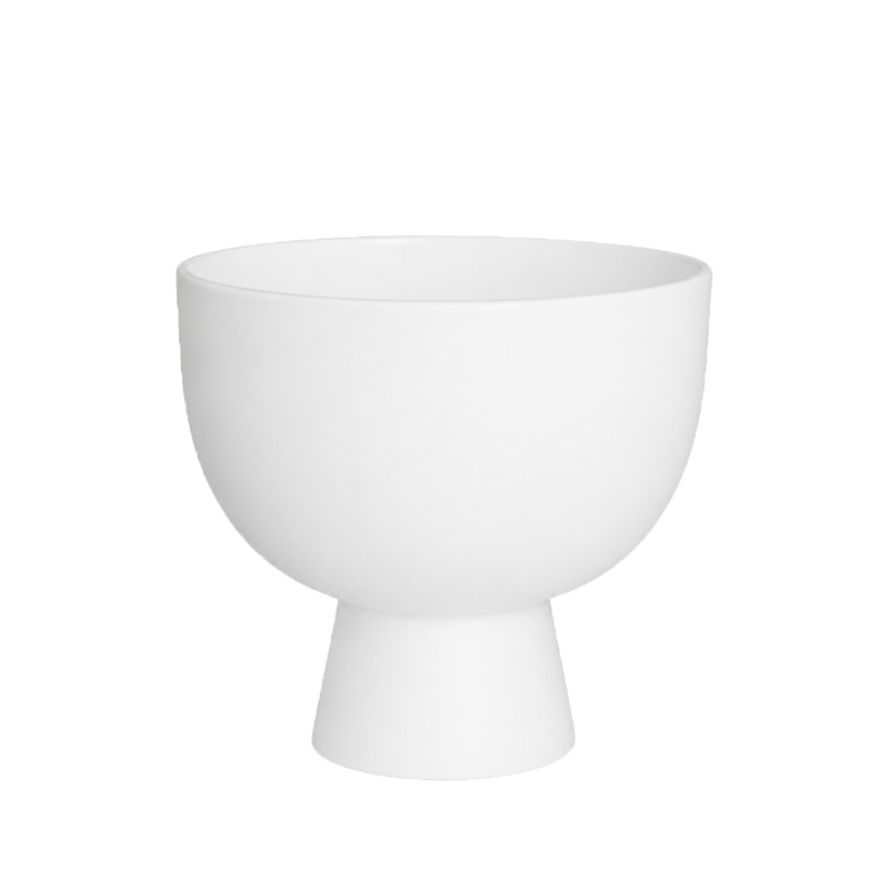Schale Vase Keramik weiss modern mit Fuss mieten für Blumendeko Hochzeit und Feier