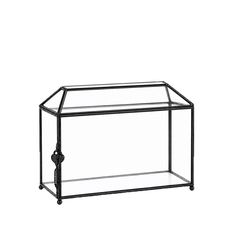Kartenbox Geschenkebox Glas geometrisch schwarz Hochzeit mieten