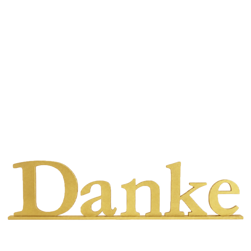 Schriftzug Danke gold mieten Deko Hochzeit Geschenketisch