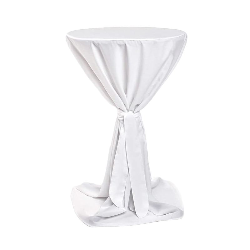 Stehtischhusse universell weiss Polyester fließend mieten | Verleih Hochzeit, Feier, Event
