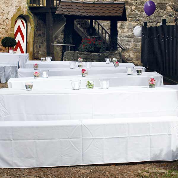 Biertischhussen-Set Festbankhussen Festbankgarniturhussen weiss Übergröße 70cm mieten | Verleih_4