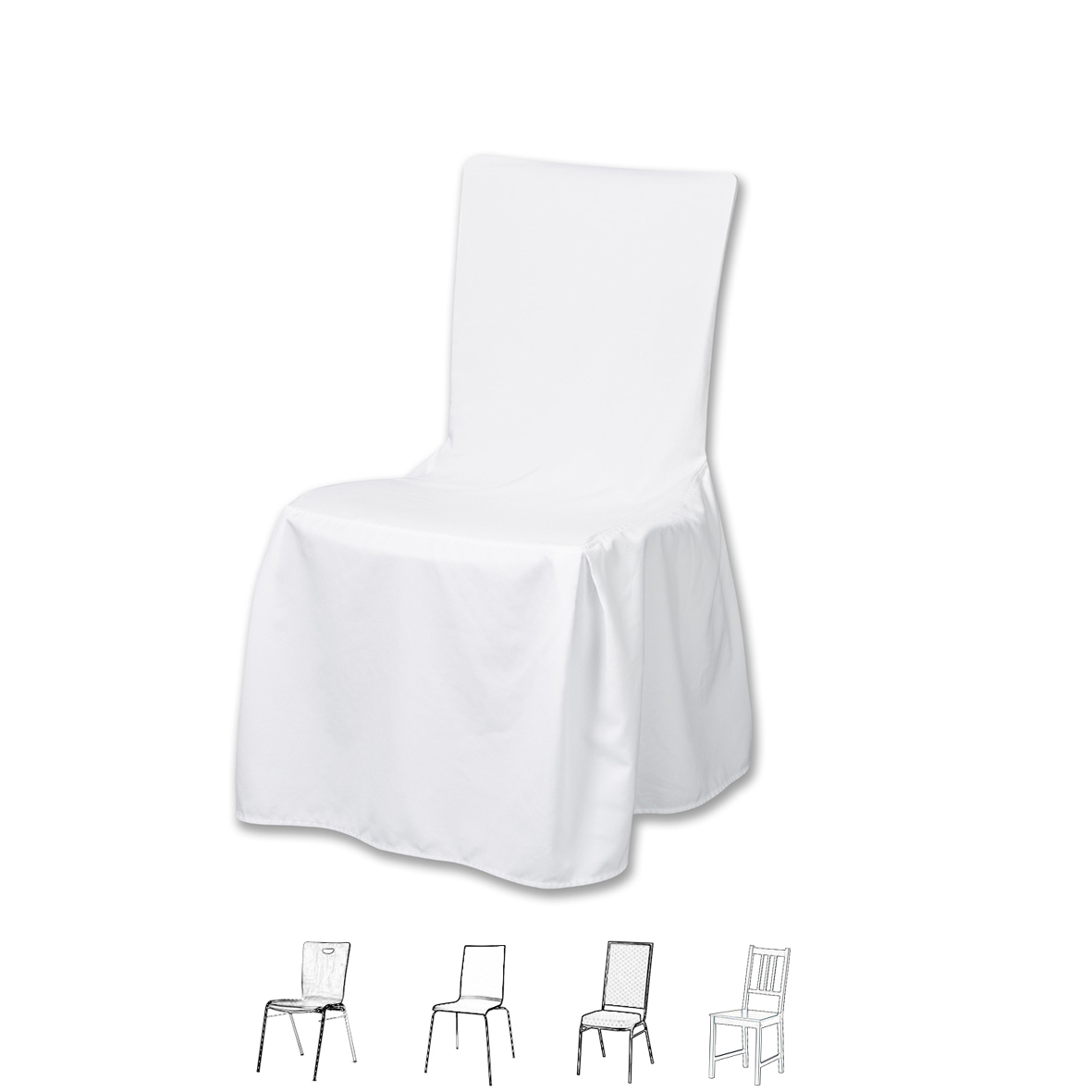 Stuhlhusse weiss für Stapelstühle, Hallenstühle | mieten Verleih Hochzeit Event Feier