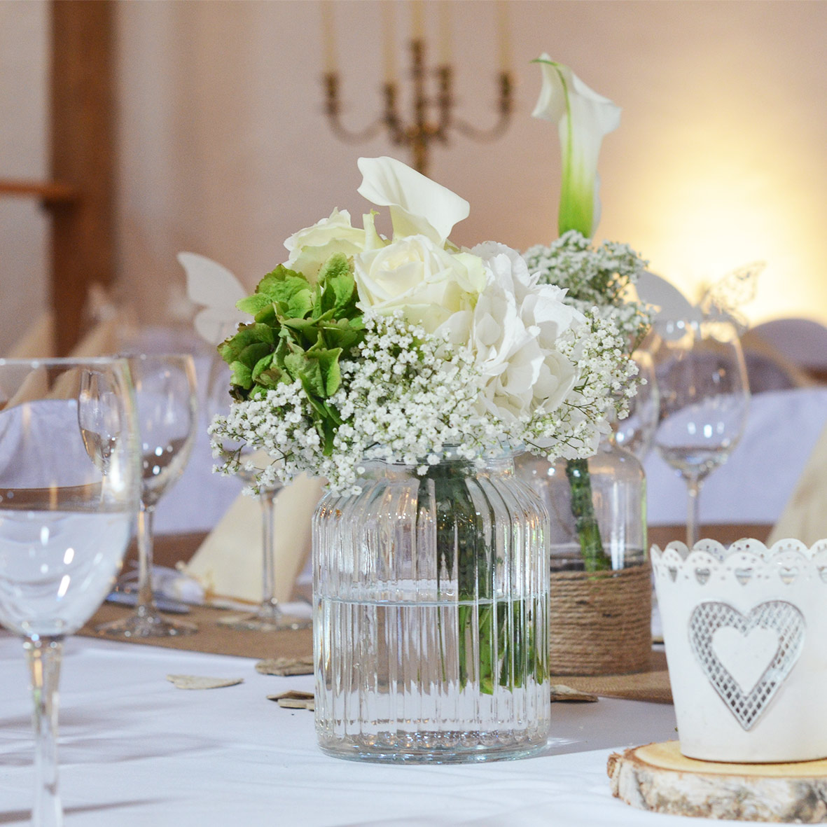 Vase/ Teelichthalter Vintage Rille Glas mieten Hochzeit Dekoration_3