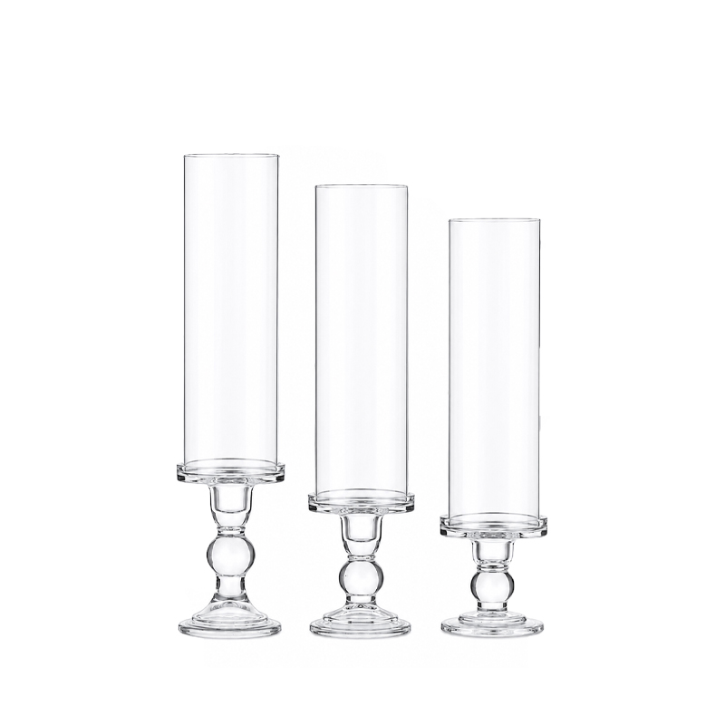 Kerzenständer Elegant Glas mit Glasaufsatz Glaszylinder mieten | Verleih Hochzeit, Geburtstag, Event