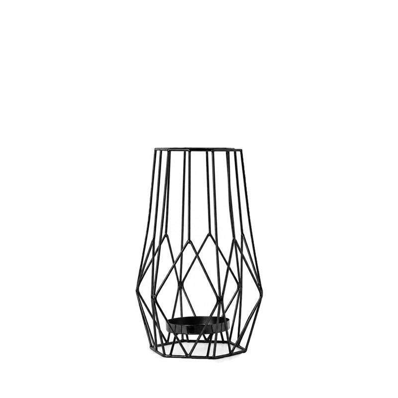 Windlicht Laterne geometrisch modern schwarz mieten Hochzeit Veranstaltung Feier Deko