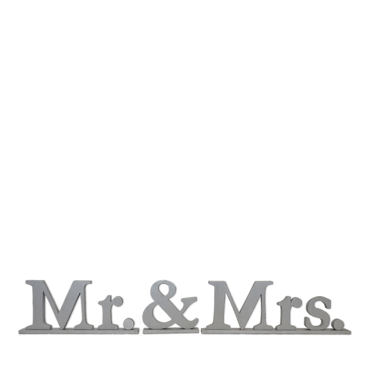 Schriftzug Mr & Mrs Holz silber mieten
