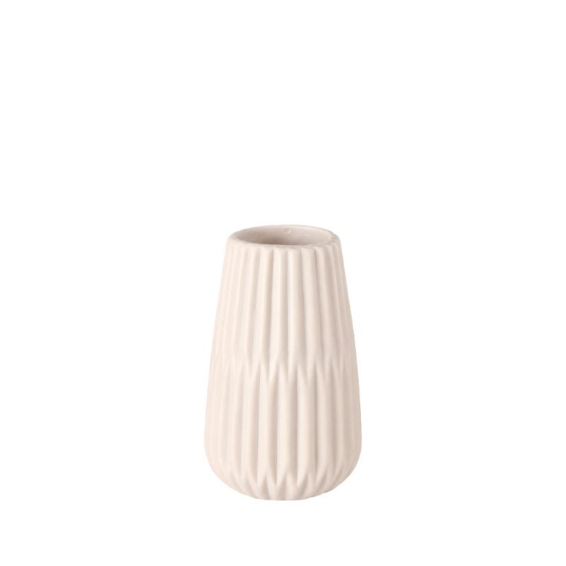 Vase Rille Keramik beige - Style 4 mieten für Hochzeit, Feier, Event