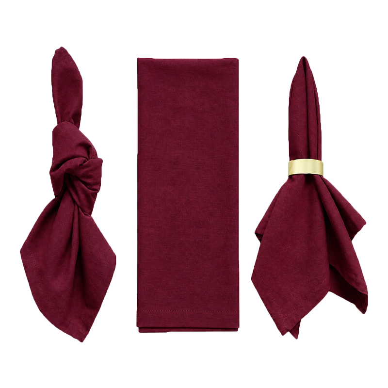 Serviette Leinen bordeaux, dunkelrot mieten | Verleih für Hochzeit, Feier, Geburstag, Event