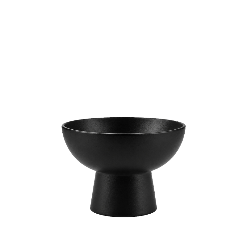Schale Keramik schwarz modern mit Fuss mieten für Blumendeko Hochzeit und Feier