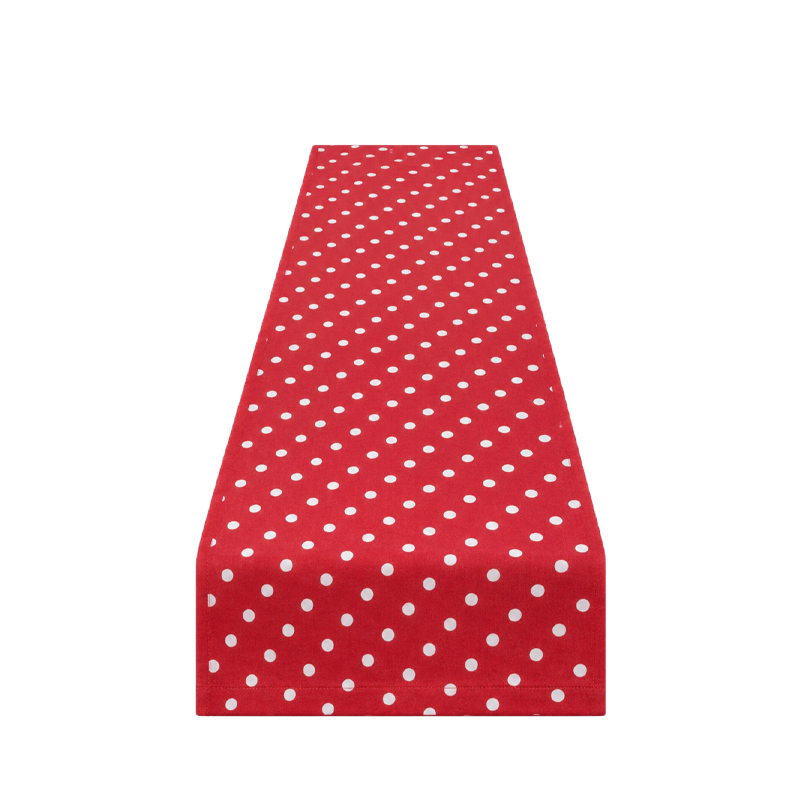 Tischläufer Polyester rot-weiss gepunktet | Punkte | Mottoparty Rock NRoll |