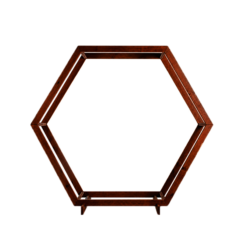 Traubogen Hexagon Holz braun Hochzeit Freie Trauung [mieten] 3