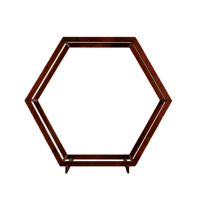Traubogen Hexagon Holz braun Hochzeit Freie Trauung [mieten] 3