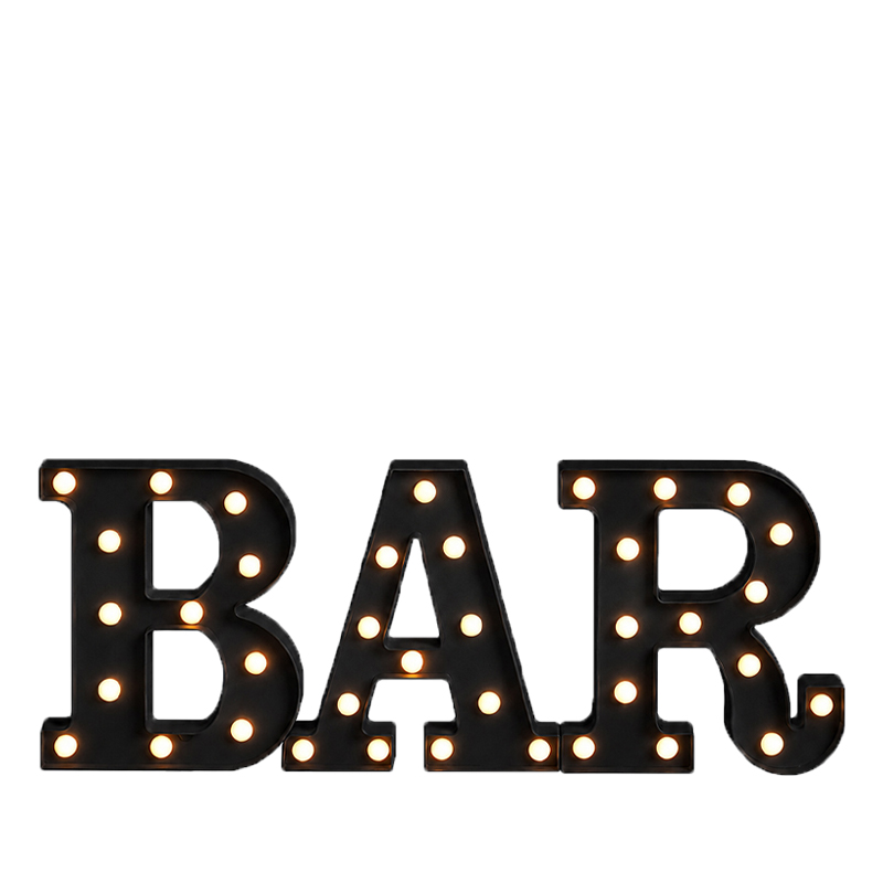LED Schriftzug Bar schwarz mieten Hochzeit, Feier, Event