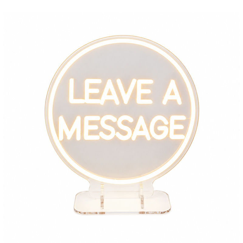 Neon Schild / LED Sign "Leave a message"  beleuchtet in warm weiss mieten für Hochzeit, Dekoration und Event_2