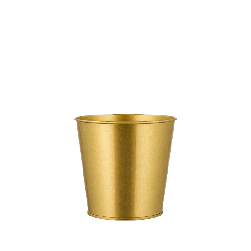 Vase Übertopf Metall gold [mieten] für Tischdeko Hochzeit, Geburtstag, Plfanztopf, Kräuter
