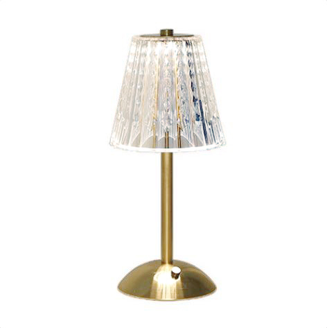 LED Tischlampe | Tischleuchte gold | Lampenschirm Kristalloptik | warm weiss [mieten] | Dekoration Hochzeit Verleih