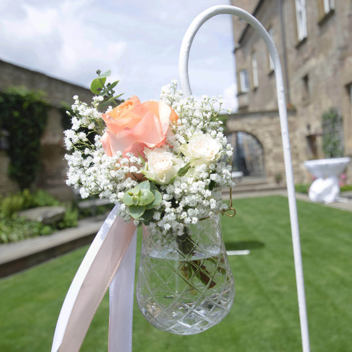 Vase Kristall Glas klar mit Henkel gold mieten Hochzeit Deko_4