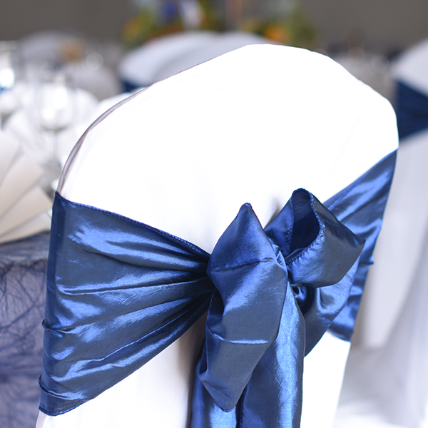 Schleifenband Taft/Satin royalblau Muster