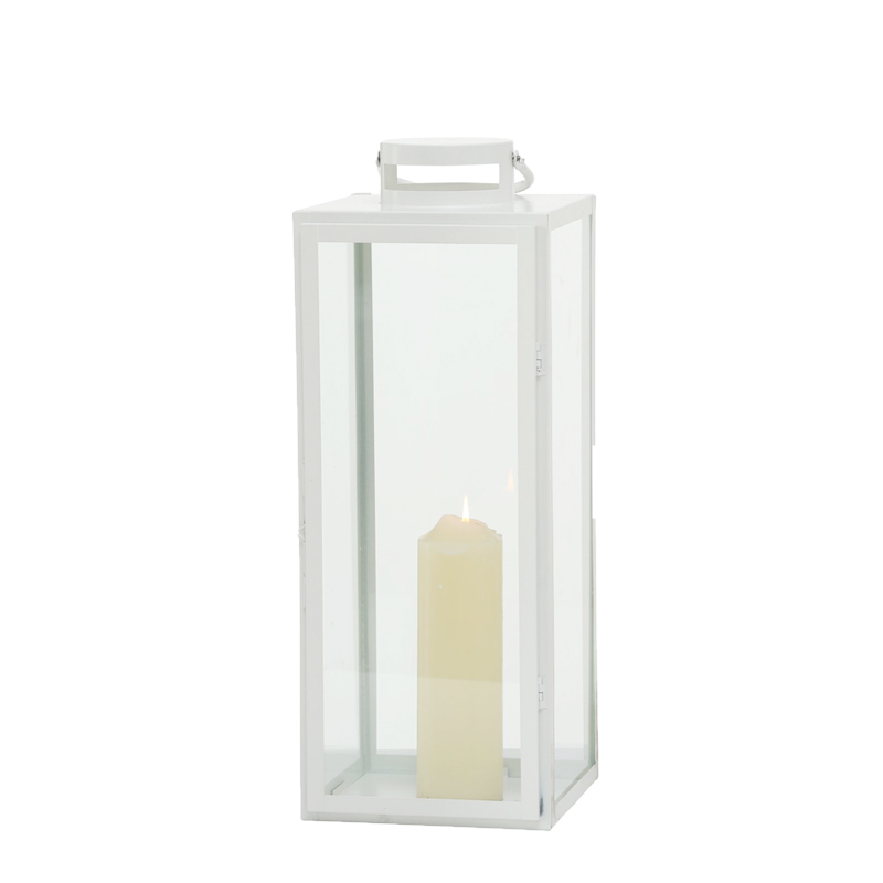 Laterne elegance modern, Metall weiß 55cm mieten Hochzeit, Deko, Veranstaltung, Feier Verleih