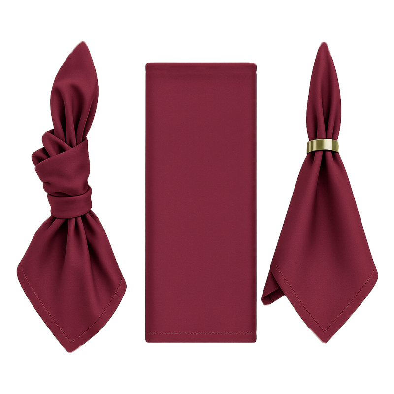 Stoffserviette aus Polyester 50x50cm in burgundy dunkelrot bordeaux | mieten für Hochzeit Event Catering