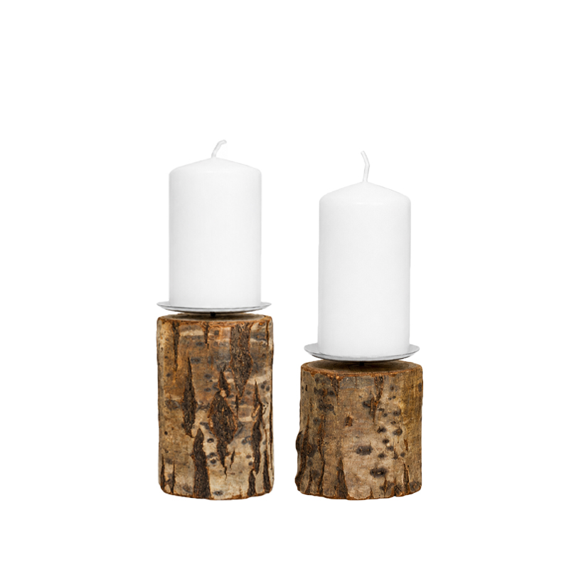 Kerzenständer 1-arm Birkenstamm  Holz Hochzeit Feier mieten