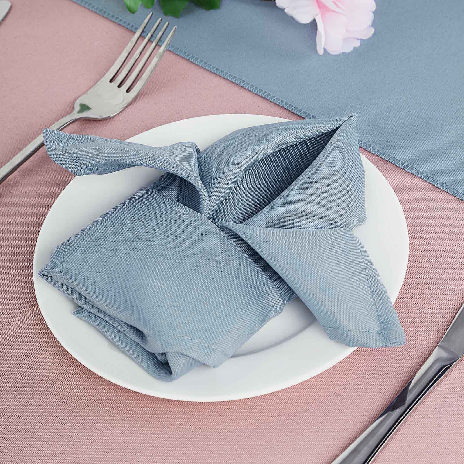 Serviette Polyester dusty blue staub blau mieten | Verleih Hochzeit Event_3
