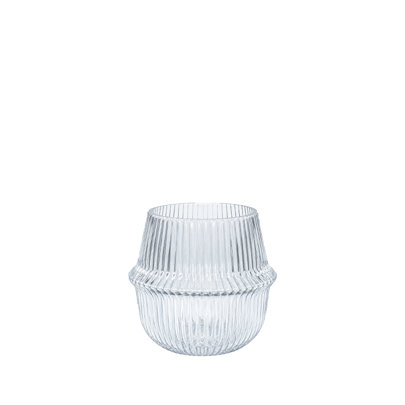Vase Teelichthalter Rille dusty blue hellblau mit Ständer gold mieten Hochzeit Tischdeko