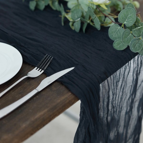 Tischläufer Musselin navy blue dunkelblau mieten | Verleih Hochzeit