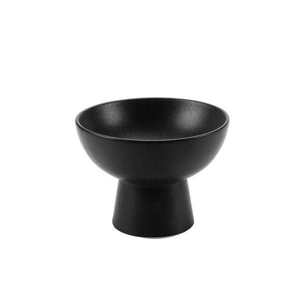 Schale Keramik schwarz modern mit Fuss mieten für Blumendeko Hochzeit und Feier