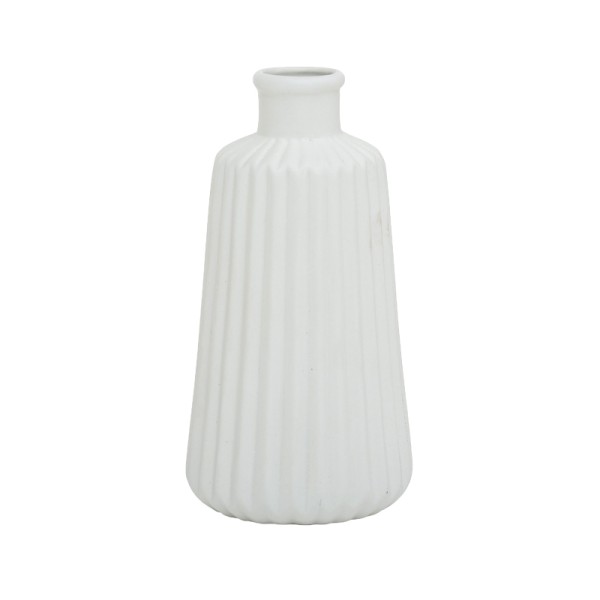 Vase Flaschenvase Rille Keramik weiss Mieten Tischdeko Hochzeit Feier