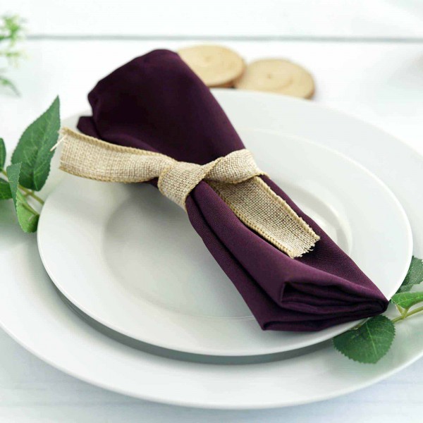 Serviette Polyester aubergine lila mieten | Verleih Hochzeit Event